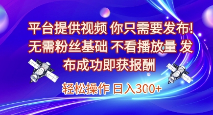 平台提供视频，你只需要发布， 无需粉丝基础，不看播放量，发布成功即获报酬，日入3张【揭秘】辉睿网创|辉睿学习|辉睿创业|辉睿电商运营|辉睿小红书|辉睿网赚辉睿网创