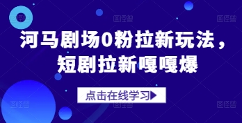 河马剧场0粉拉新玩法，短剧拉新嘎嘎爆辉睿网创|辉睿学习|辉睿创业|辉睿电商运营|辉睿小红书|辉睿网赚辉睿网创