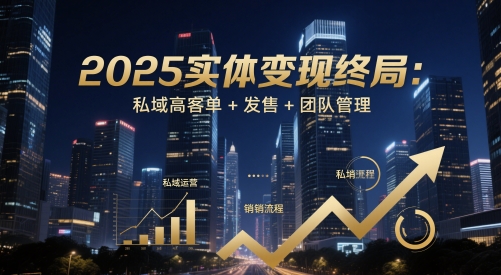 2025实体变现终局：私域高客单+发售+团队管理辉睿网创|辉睿学习|辉睿创业|辉睿电商运营|辉睿小红书|辉睿网赚辉睿网创