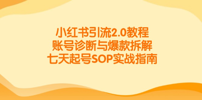（14981期）小红书引流2.0教程，账号诊断与爆款拆解，七天起号SOP实战指南辉睿网创|辉睿学习|辉睿创业|辉睿电商运营|辉睿小红书|辉睿网赚辉睿网创