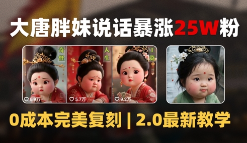 AI大唐胖贵妃说话2.0，40条视频暴涨40w粉，附独家变现攻略辉睿网创|辉睿学习|辉睿创业|辉睿电商运营|辉睿小红书|辉睿网赚辉睿网创