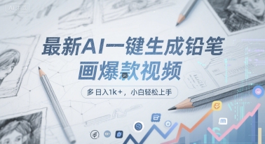 最新AI一键生成铅笔画爆款视频，多平台分发，日 入1k+，小白轻松上手【揭秘】辉睿网创|辉睿学习|辉睿创业|辉睿电商运营|辉睿小红书|辉睿网赚辉睿网创