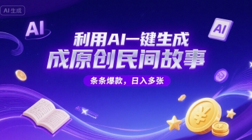 利用AI一键生成原创民间故事，无限制生成，条条爆款，日入多张辉睿网创|辉睿学习|辉睿创业|辉睿电商运营|辉睿小红书|辉睿网赚辉睿网创