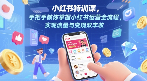 小红书特训课，手把手教你掌握小红书运营全流程，实现流量与变现双丰收辉睿网创|辉睿学习|辉睿创业|辉睿电商运营|辉睿小红书|辉睿网赚辉睿网创