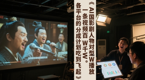 AI三国影视剧人物对口型唱歌玩法，一条视频百W千W播放，各平台的分成计划吃到飞起辉睿网创|辉睿学习|辉睿创业|辉睿电商运营|辉睿小红书|辉睿网赚辉睿网创
