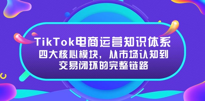 （15065期）TikTok电商运营知识体系：四大核心模块，从市场认知到交易闭环的完整链路辉睿网创|辉睿学习|辉睿创业|辉睿电商运营|辉睿小红书|辉睿网赚辉睿网创