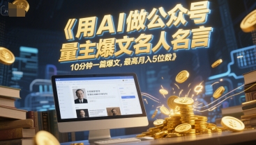 用AI做公众号流量主爆文名人名言，10分钟一篇爆文，最高月入5位数辉睿网创|辉睿学习|辉睿创业|辉睿电商运营|辉睿小红书|辉睿网赚辉睿网创