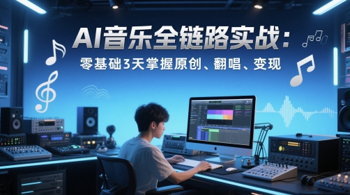 AI音乐全链路实战变现课：零基础3天掌握原创、翻唱、变现辉睿网创|辉睿学习|辉睿创业|辉睿电商运营|辉睿小红书|辉睿网赚辉睿网创