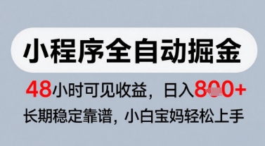 微信小程序全自动掘金，快速见收益，长期稳定靠谱，零基础友好，日入8张【揭秘】辉睿网创|辉睿学习|辉睿创业|辉睿电商运营|辉睿小红书|辉睿网赚辉睿网创