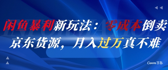 闲鱼暴利新玩法：零成本倒卖京东货源，月入过1W真不难辉睿网创|辉睿学习|辉睿创业|辉睿电商运营|辉睿小红书|辉睿网赚辉睿网创