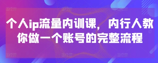 个人ip流量内训课，内行人教你做一个账号的完整流程辉睿网创|辉睿学习|辉睿创业|辉睿电商运营|辉睿小红书|辉睿网赚辉睿网创