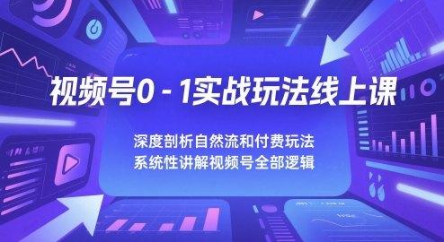 视频号0-1实战玩法线上课，深度剖析自然流和付费玩法，统性讲解视频号全部逻辑辉睿网创|辉睿学习|辉睿创业|辉睿电商运营|辉睿小红书|辉睿网赚辉睿网创