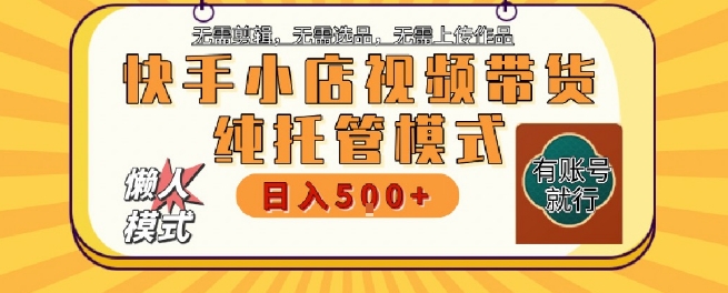 快手小店托管代运营，无需剪辑，无需选品，无需上传作品，全程无需操作，轻松月入5k+【揭秘】辉睿网创|辉睿学习|辉睿创业|辉睿电商运营|辉睿小红书|辉睿网赚辉睿网创