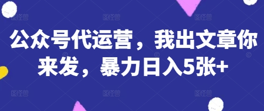 公众号代运营，我出文章你来发，暴力日入5张+【揭秘】辉睿网创|辉睿学习|辉睿创业|辉睿电商运营|辉睿小红书|辉睿网赚辉睿网创