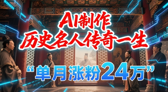 暴力起号！用AI制作历史名人传奇一生，单月涨粉24W，涨粉+变现赛道黑马来了辉睿网创|辉睿学习|辉睿创业|辉睿电商运营|辉睿小红书|辉睿网赚辉睿网创