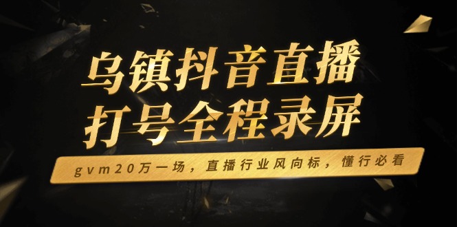 （14014期）乌镇抖音直播打号全程录屏，gvm20万一场，直播行业风向标，懂行必看辉睿网创|辉睿学习|辉睿创业|辉睿电商运营|辉睿小红书|辉睿网赚辉睿网创
