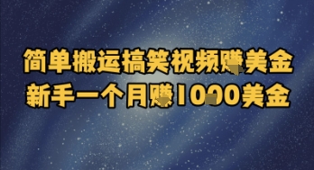 简单搬运搞笑视频挣美金，新手一个月入1k美金辉睿网创|辉睿学习|辉睿创业|辉睿电商运营|辉睿小红书|辉睿网赚辉睿网创