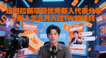 短剧拉新项目优秀新人代表分享新人怎么月入过1W的诀窍辉睿网创|辉睿学习|辉睿创业|辉睿电商运营|辉睿小红书|辉睿网赚辉睿网创