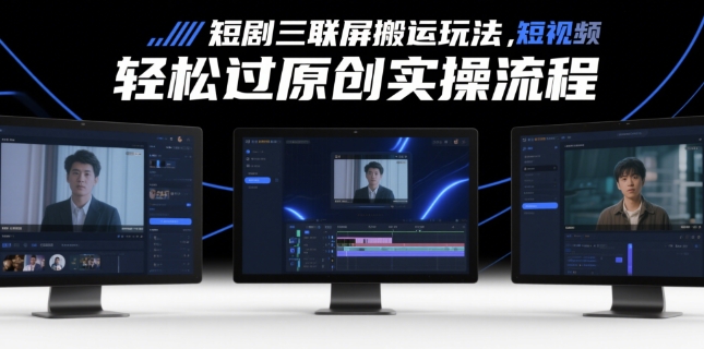 短剧三联屏搬运玩法，短剧搬运轻松过原创实操流程辉睿网创|辉睿学习|辉睿创业|辉睿电商运营|辉睿小红书|辉睿网赚辉睿网创