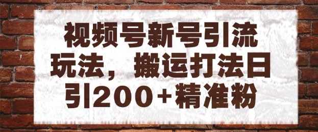 视频号新号引流玩法，搬运打法日引200+精准粉，可矩阵放大【揭秘】辉睿网创|辉睿学习|辉睿创业|辉睿电商运营|辉睿小红书|辉睿网赚辉睿网创