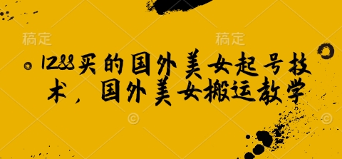 1288买的国外美女起号技术，国外美女搬运教学辉睿网创|辉睿学习|辉睿创业|辉睿电商运营|辉睿小红书|辉睿网赚辉睿网创