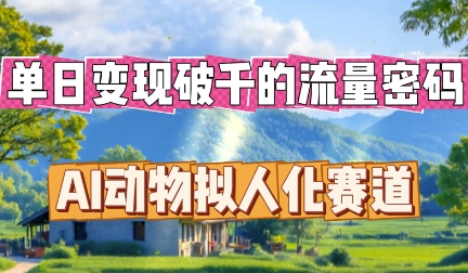 单日变现破k的流量密码，AI动物拟人化赛道辉睿网创|辉睿学习|辉睿创业|辉睿电商运营|辉睿小红书|辉睿网赚辉睿网创