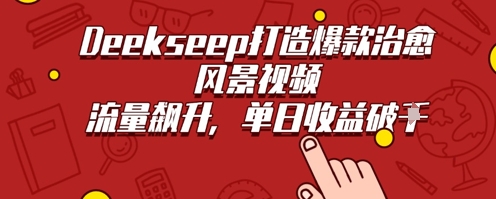 Deekseep制作治愈风景视频爆火出圈，单日收益几张，流量持续飙升辉睿网创|辉睿学习|辉睿创业|辉睿电商运营|辉睿小红书|辉睿网赚辉睿网创