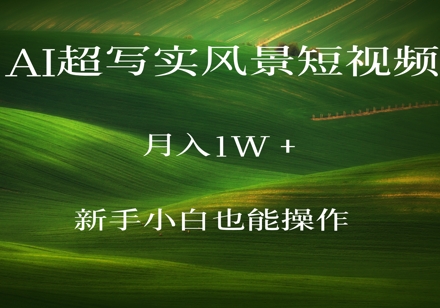 AI超写实风景短视频，月入1w，新手小白都能操作辉睿网创|辉睿学习|辉睿创业|辉睿电商运营|辉睿小红书|辉睿网赚辉睿网创