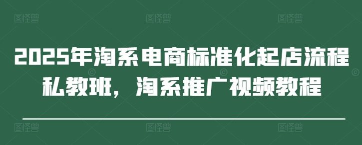 2025年淘系电商标准化起店流程私教班，淘系推广视频教程辉睿网创|辉睿学习|辉睿创业|辉睿电商运营|辉睿小红书|辉睿网赚辉睿网创