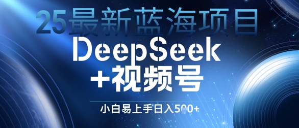 25最新蓝海项目DeepSeek+视频号，小白易上手日入几张辉睿网创|辉睿学习|辉睿创业|辉睿电商运营|辉睿小红书|辉睿网赚辉睿网创