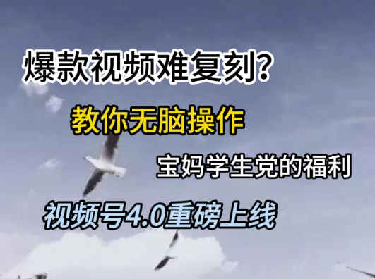 视频号4.0重磅上线，爆款视频难复刻？教你无脑操作宝妈学生党的福利【揭秘】辉睿网创|辉睿学习|辉睿创业|辉睿电商运营|辉睿小红书|辉睿网赚辉睿网创