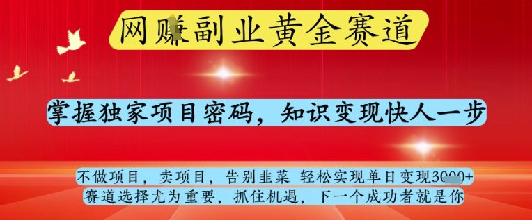 网创副业黄全赛道，掌握独家项目密码，知识变现快人一步，告别韭菜轻松实现单日变现1k+【揭秘】辉睿网创|辉睿学习|辉睿创业|辉睿电商运营|辉睿小红书|辉睿网赚辉睿网创