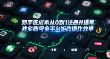 新手低成本从0到1注册并搭建多账号全平台矩阵操作教学，手机号-邮箱-IP-工具辉睿网创|辉睿学习|辉睿创业|辉睿电商运营|辉睿小红书|辉睿网赚辉睿网创