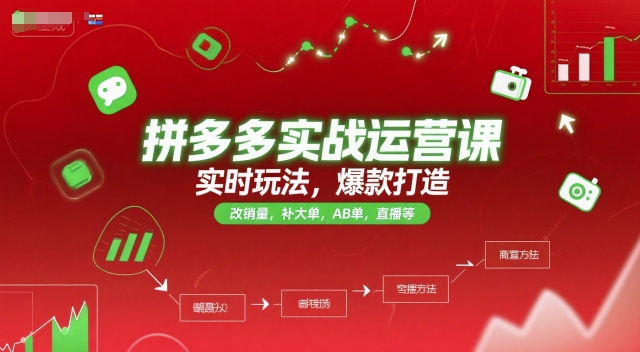拼多多实战运营课，实时玩法，爆款打造，改销量，补大单，AB单，直播等（更新2025月）辉睿网创|辉睿学习|辉睿创业|辉睿电商运营|辉睿小红书|辉睿网赚辉睿网创