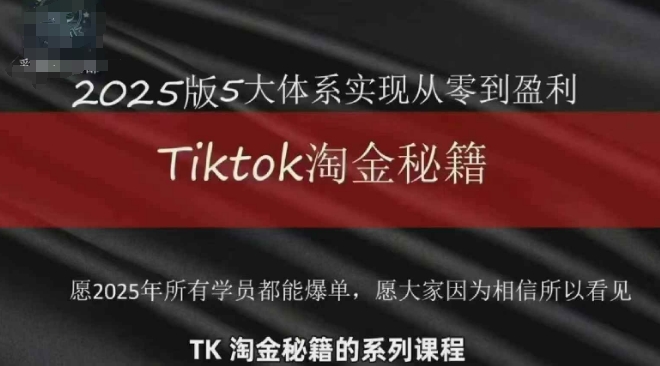 TikTok跨境2025淘金秘籍，​2025TikTok从0到盈利变现辉睿网创|辉睿学习|辉睿创业|辉睿电商运营|辉睿小红书|辉睿网赚辉睿网创