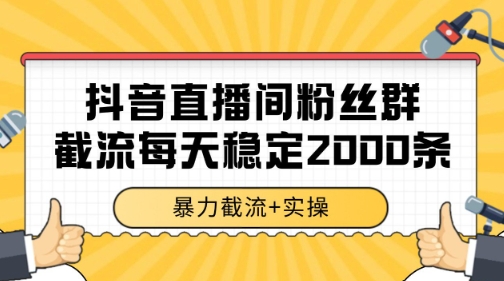 抖音直播间粉丝群暴力截流，一台电脑每天稳定2000条数据【揭秘】辉睿网创|辉睿学习|辉睿创业|辉睿电商运营|辉睿小红书|辉睿网赚辉睿网创