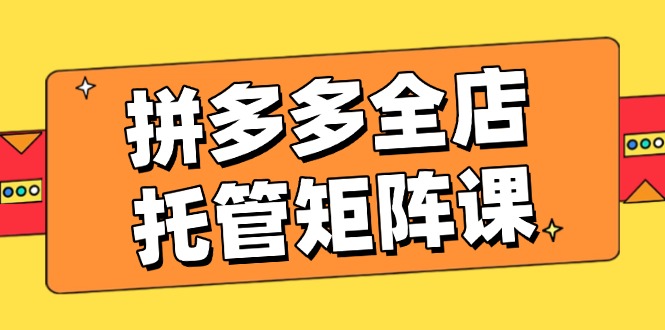 （14328期）拼多多全店托管矩阵课，盈利动销玩法，高效计划设置，提升店铺效益辉睿网创|辉睿学习|辉睿创业|辉睿电商运营|辉睿小红书|辉睿网赚辉睿网创