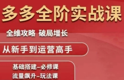 拼多多全阶实战课程，全维攻略，破局增长，从新手到运营高手辉睿网创|辉睿学习|辉睿创业|辉睿电商运营|辉睿小红书|辉睿网赚辉睿网创