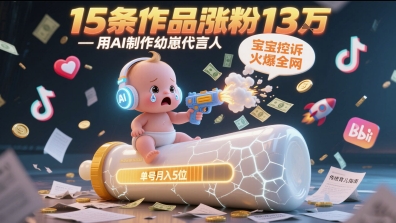 用AI制作幼崽代言人，宝宝的控诉火爆全网，15条作品涨粉13W，单号月入5位数实操教程辉睿网创|辉睿学习|辉睿创业|辉睿电商运营|辉睿小红书|辉睿网赚辉睿网创