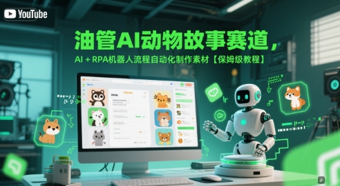 油管AI动物故事赛道，AI+RPA机器人流程自动化制作素材【保姆级教程】辉睿网创|辉睿学习|辉睿创业|辉睿电商运营|辉睿小红书|辉睿网赚辉睿网创