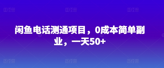 闲鱼电话测通项目，0成本简单副业，一天50+辉睿网创|辉睿学习|辉睿创业|辉睿电商运营|辉睿小红书|辉睿网赚辉睿网创