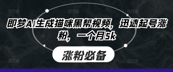 即梦AI生成猫咪黑帮视频，迅速起号涨粉，一个月5k辉睿网创|辉睿学习|辉睿创业|辉睿电商运营|辉睿小红书|辉睿网赚辉睿网创
