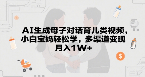AI生成母子对话育儿类视频，小白宝妈轻松学，多渠道变现，月入1W+辉睿网创|辉睿学习|辉睿创业|辉睿电商运营|辉睿小红书|辉睿网赚辉睿网创