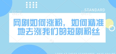 网剧如何涨粉，如何精准地去涨我们的短剧粉丝辉睿网创|辉睿学习|辉睿创业|辉睿电商运营|辉睿小红书|辉睿网赚辉睿网创