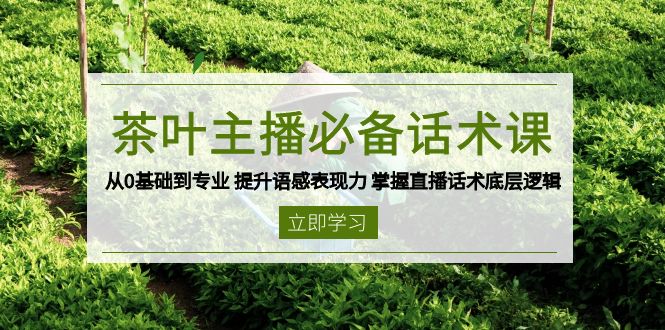 （13961期）茶叶 主播必备话术课 从0基础到专业 提升语感表现力 掌握直播话术底层逻辑辉睿网创|辉睿学习|辉睿创业|辉睿电商运营|辉睿小红书|辉睿网赚辉睿网创