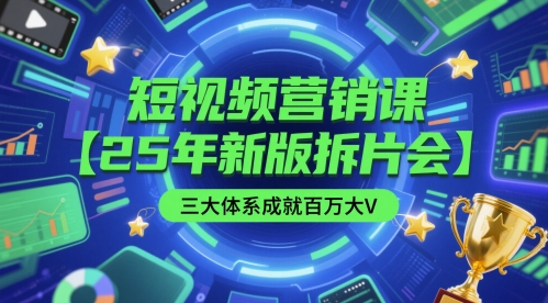 短视频营销课【25年新版拆片会】三大体系成就百万大V，包含正课、拆片会、手把手教学直播课等辉睿网创|辉睿学习|辉睿创业|辉睿电商运营|辉睿小红书|辉睿网赚辉睿网创
