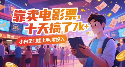 靠卖电影票，十天搞了7k+，小白无门槛上手，零投入【揭秘】辉睿网创|辉睿学习|辉睿创业|辉睿电商运营|辉睿小红书|辉睿网赚辉睿网创