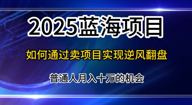 2025蓝海项目，普通人如何通过卖项目实现逆风翻盘，月入10个【揭秘】辉睿网创|辉睿学习|辉睿创业|辉睿电商运营|辉睿小红书|辉睿网赚辉睿网创