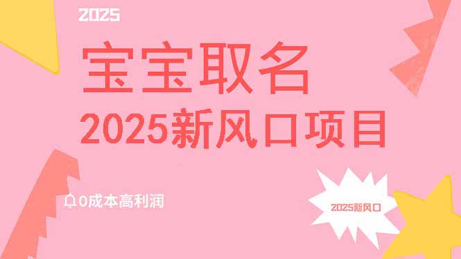 （14593期）2025新风口项目宝宝取名，0成本高利润，附保姆级教程，月入过万不是梦辉睿网创|辉睿学习|辉睿创业|辉睿电商运营|辉睿小红书|辉睿网赚辉睿网创