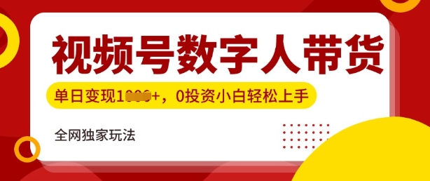 最新视频号数学人带货实操玩法，新手单日轻松多张，全程干货辉睿网创|辉睿学习|辉睿创业|辉睿电商运营|辉睿小红书|辉睿网赚辉睿网创